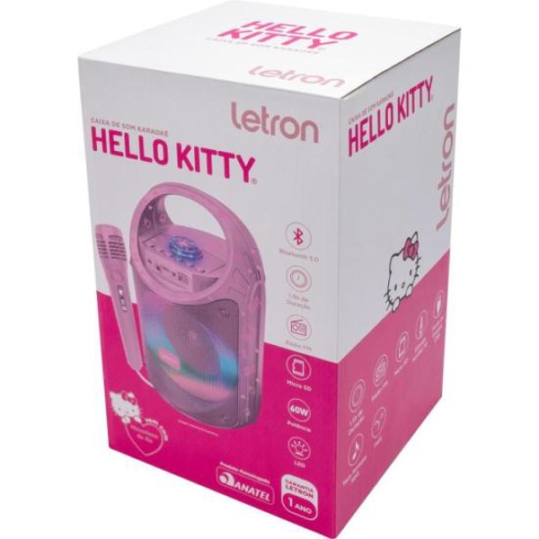 Caixa de Som Com Microfone Letron Hello Kitty 60w Rosa