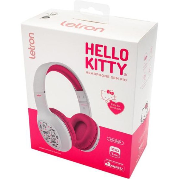 Headphone Bluetooth Letron Hello Kitty Rosa