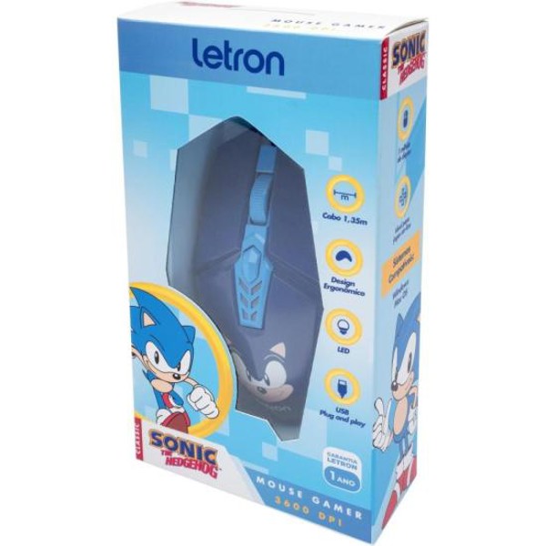 Mouse Gamer Letron Sonic 3600dpi RBG Azul