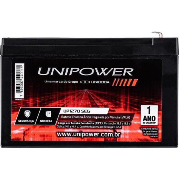 Bateria Estacionária Selada 12V 6,4Ah VRLA UP1270SEG Unipower