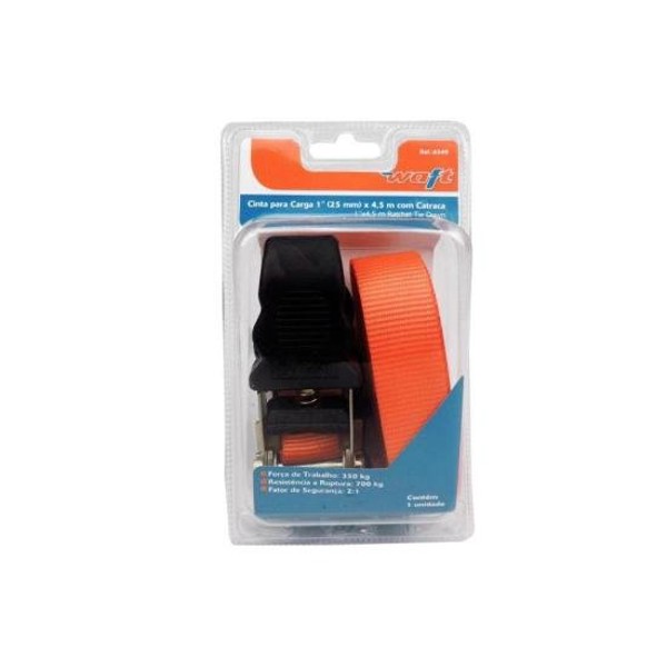 Cinta Para Carga Com Catraca 1″x 4,5m Laranja Waft