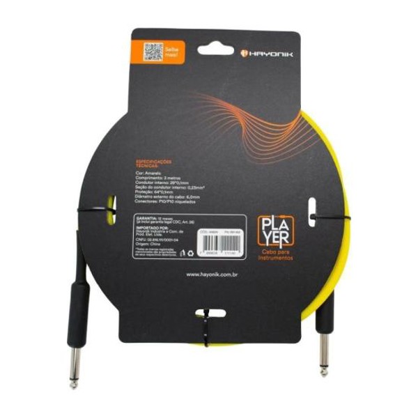 Cabo Para Instrumentos Player P10 x P10 3m Amarelo Hayonik