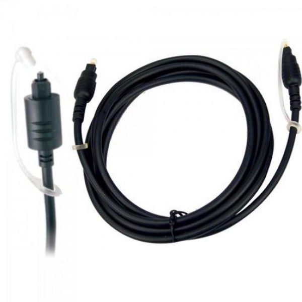 Cabo Fibra Ótica Para Áudio Toslink 3m Preto Genérico