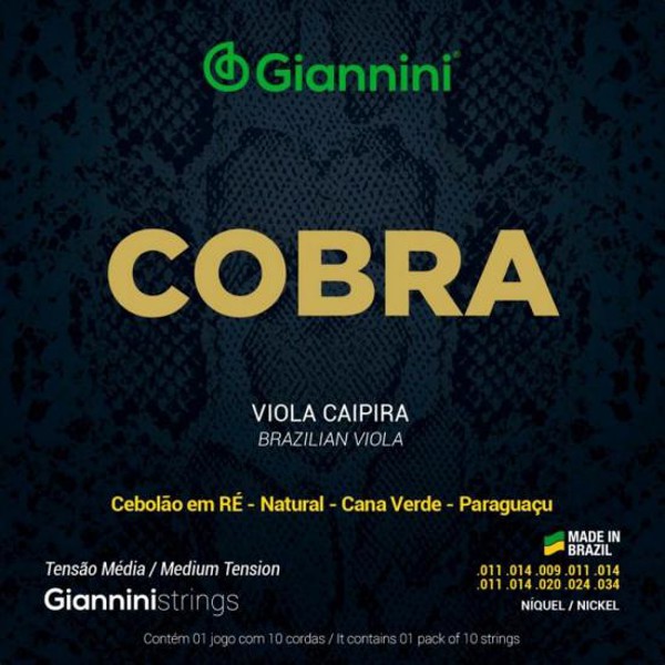 Encordoamento Para Viola Caipira Aço Média Série Cobra Giannini GESVNM
