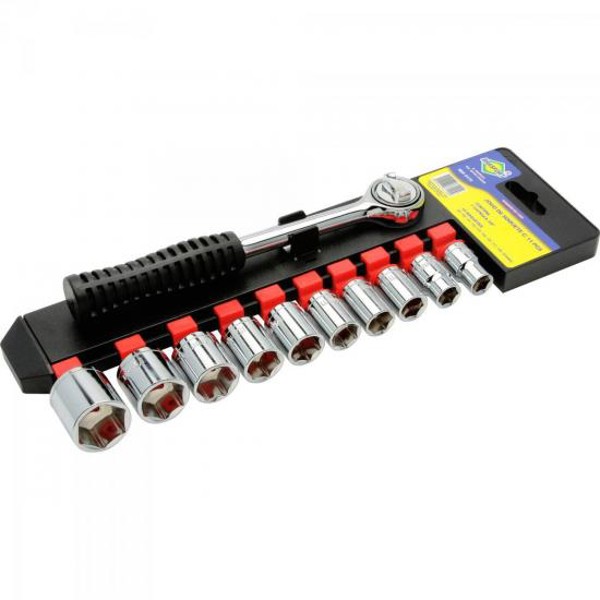 Jogo de Soquete Com 11 Peças e Catraca Brasfort