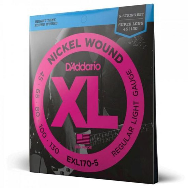 Encordoamento Baixo 5 Cordas .045-.130 XL Nickel EXL170-5 D Addario
