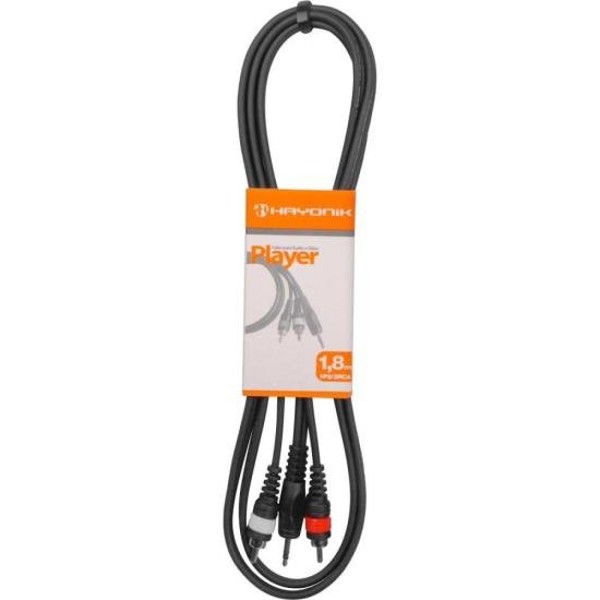 Cabo de Áudio Hayonik Linha Player P2 x RCA2 1,8 Metros Preto