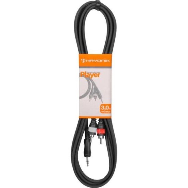 Cabo de Áudio Hayonik Linha Player P2 x RCA2 3 Metros Preto