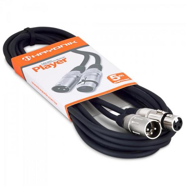 Cabo para Microfone Hayonik Player XLR(F) X XLR(M) 5m Preto