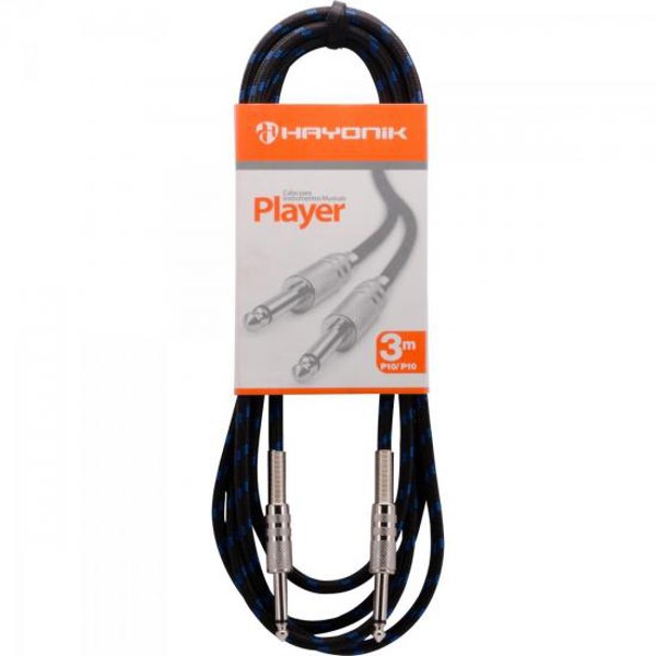 Cabo para Instrumentos Hayonik Player P10 X P10 3m Textil Preto/Azul