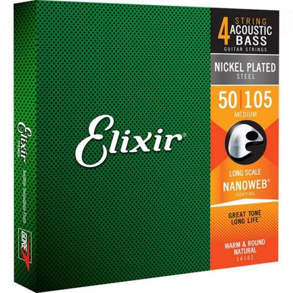 Encordoamento para Baixo 4 Cordas .050 NANOWEB 14102 Medium ELIXIR