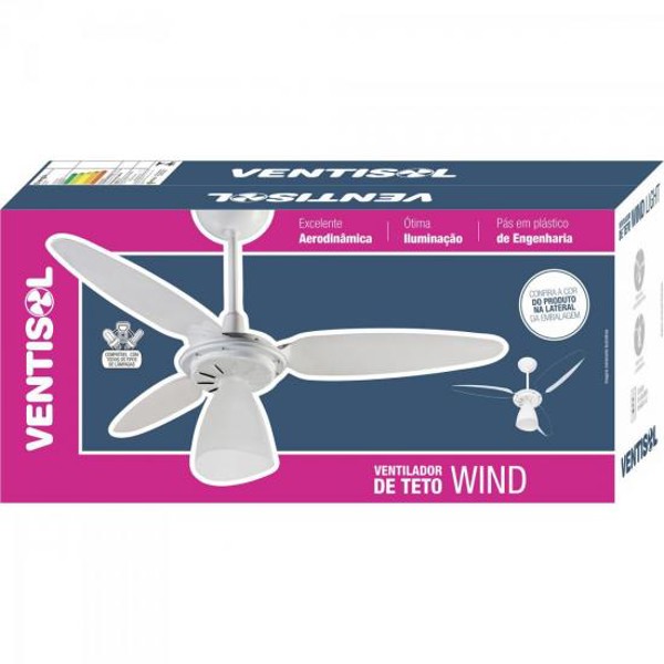 Ventilador de Teto Ventisol Wind Light 3 Pás Transparente 220v