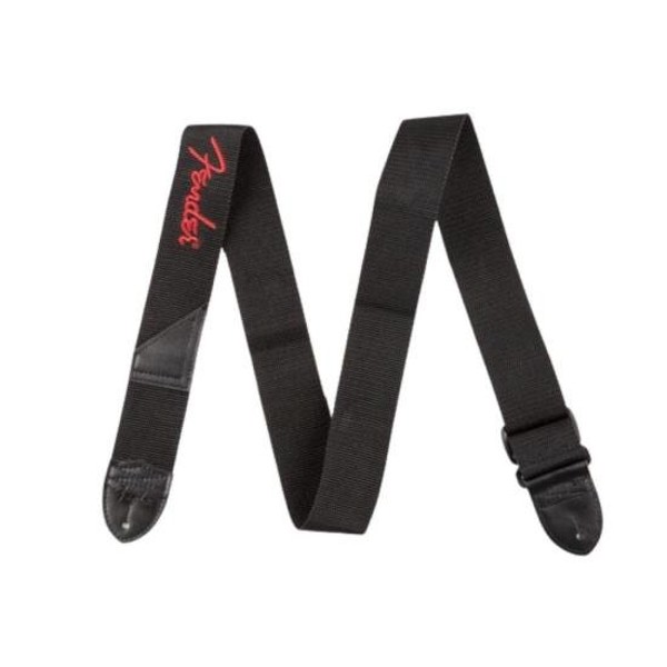 Correia Para Instrumentos Fender Nylon Poly Strap Preta Logo Vermelha