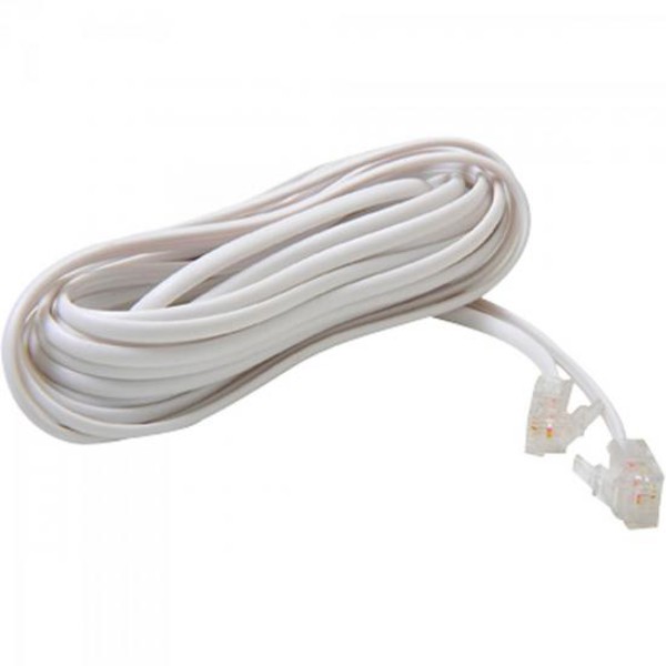 Extensor para Telefone 5mt RJ11 2 Vias Liso CBTL0008 Branco STORM - DEZ / 10