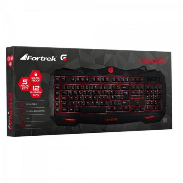 Teclado Gamer Multimídia SPIDER VENOM 2 GK-705 Preto/Vermelho FORTREK