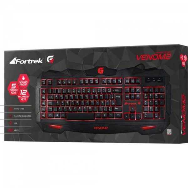 Teclado Gamer Multimídia SPIDER VENOM 2 GK-705 Preto/Vermelho FORTREK