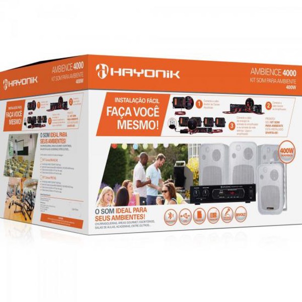 Kit Som Para Ambiente Hayonik Ambience 4000 400W Branco