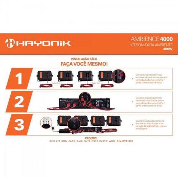 Kit Som Ambiente 400W Musical AMBIENCE 4000 Preto HAYONIK