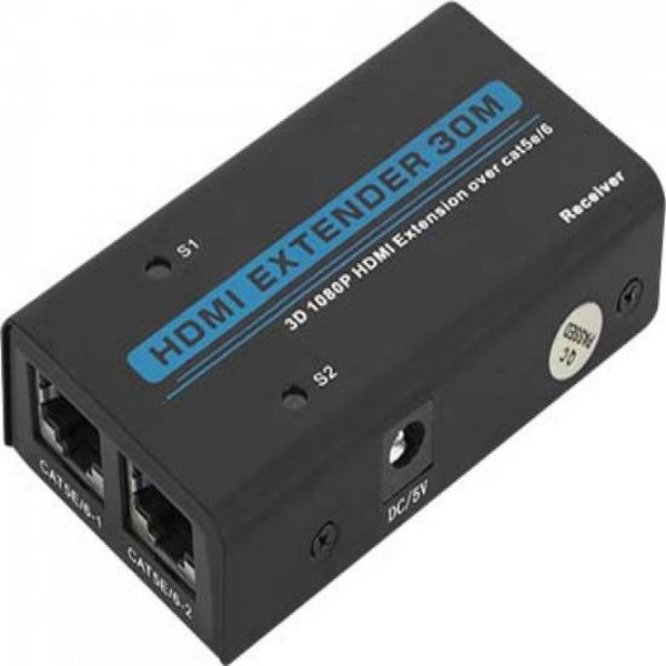 Extensor de HDMI 1080P 3D com LAN RJ45 30m CB0332 Preto RONTEK
