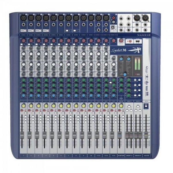 Mesa de Som Soundcraft Signature Analógica 16 Canais Preto/Azul
