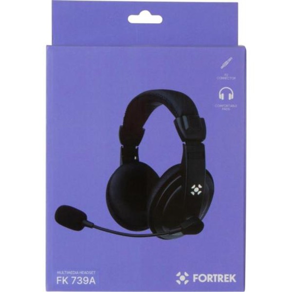 Fone de Ouvido Fortrek HSL102 Multimídia Com Microfone Preto FK 739A