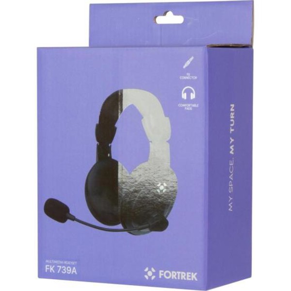 Fone de Ouvido Fortrek HSL102 Multimídia Com Microfone Preto FK 739A