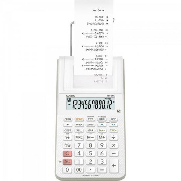 Calculadora Com Bobina Casio HR-8RC-WE-B-DC 12 Dígitos Branca