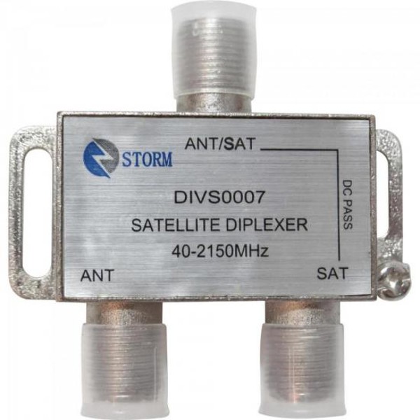 Diplexer Satélite VHF/UHF/SAT 1 Entrada x 2 Saídas DIVS0007 Níquel STORM - PCT / 10
