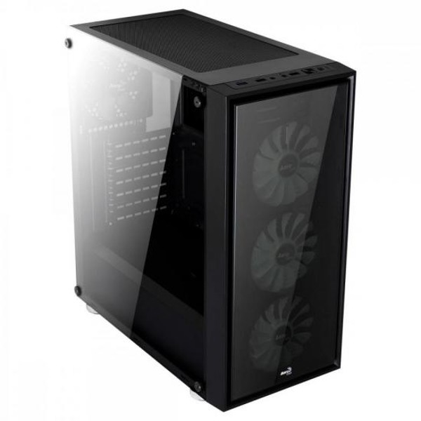 Gabinete Mid Tower ATX QUARTZ RGB Preto AEROCOOL