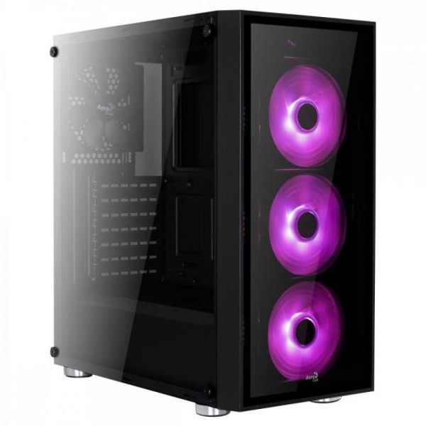 Gabinete Mid Tower ATX QUARTZ RGB Preto AEROCOOL
