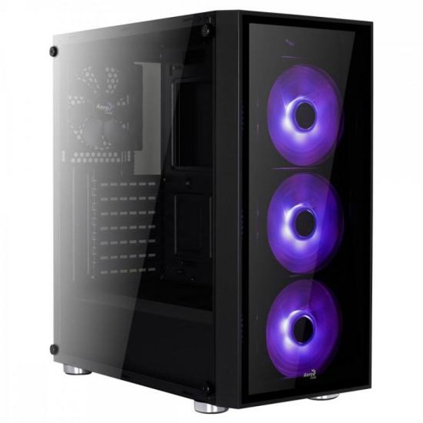 Gabinete Mid Tower ATX QUARTZ RGB Preto AEROCOOL