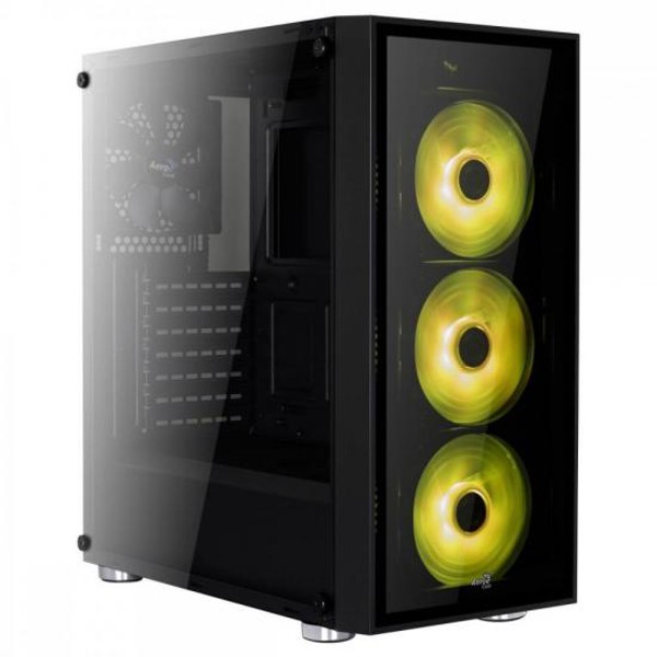 Gabinete Mid Tower ATX QUARTZ RGB Preto AEROCOOL