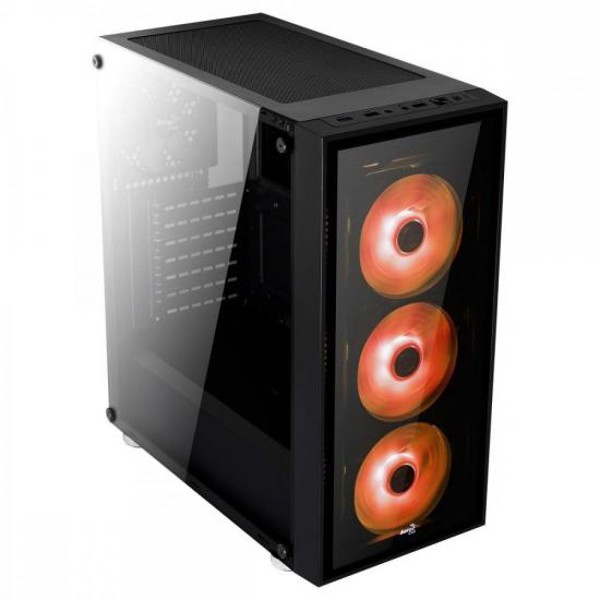 Gabinete Mid Tower ATX QUARTZ RGB Preto AEROCOOL