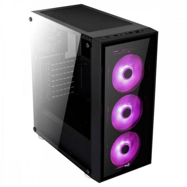 Gabinete Mid Tower ATX QUARTZ RGB Preto AEROCOOL