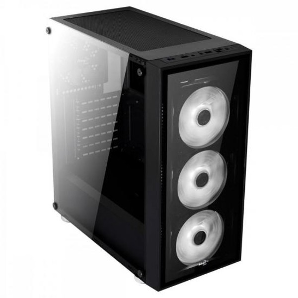 Gabinete Mid Tower ATX QUARTZ RGB Preto AEROCOOL