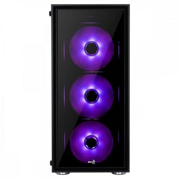 Gabinete Mid Tower ATX QUARTZ RGB Preto AEROCOOL