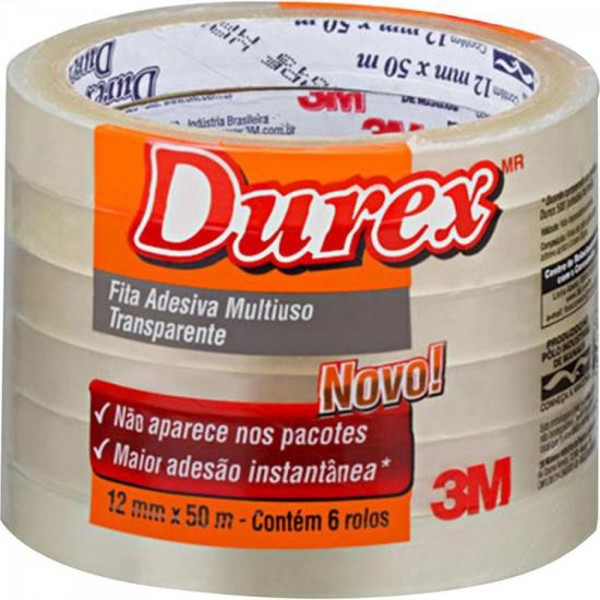 Fita Durex 12MMX50M Transparente 3M - PCT / 6