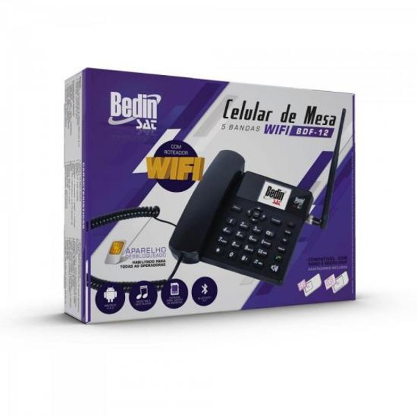 Telefone Celular de Mesa Wifi 3G BDF-12 Preto BEDINSAT