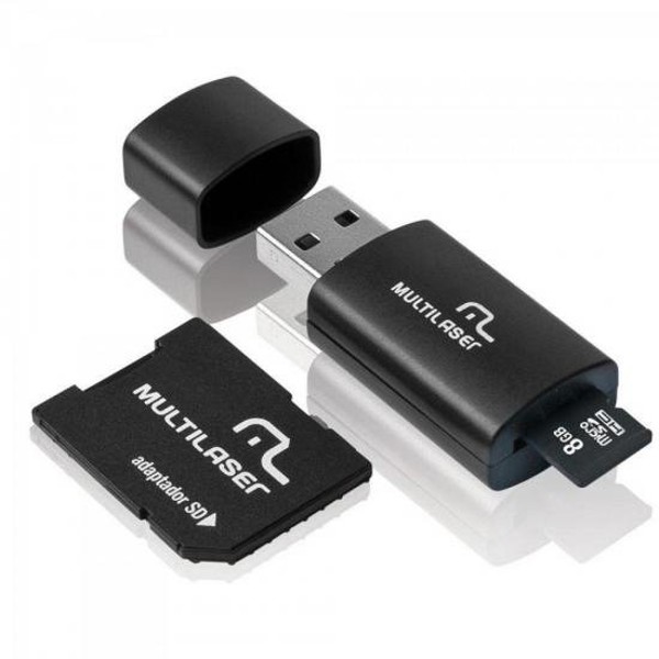 Leitor Multilaser USB Com Cartao SD 8GB