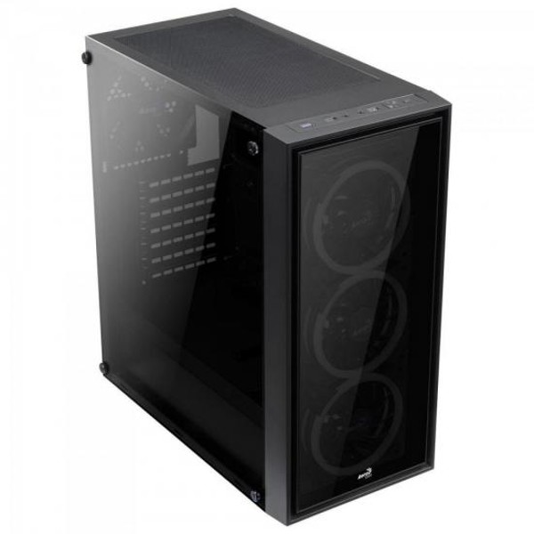 Gabinete Gamer Mid Tower Quartz Revo RGB Preto AEROCOOL