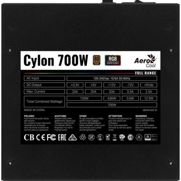 Fonte Gamer ATX CYLON 700W 80 Plus Bronze PFC Ativo AEROCOOL