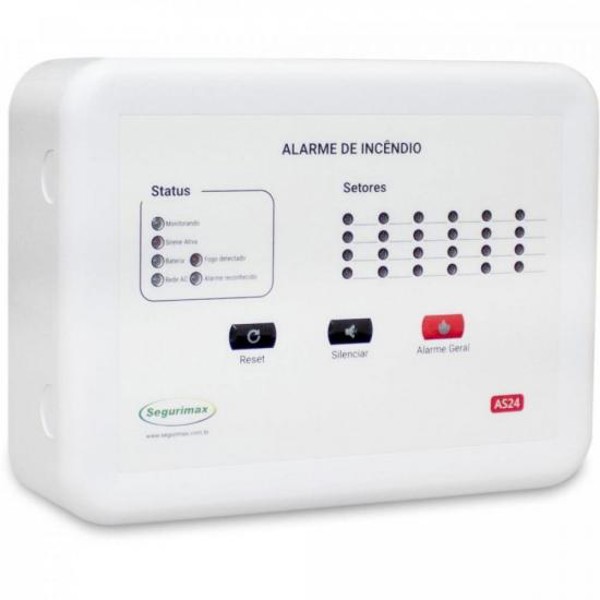 Central de Alarme de Incêndio 24 Setores 12V C/ Bateria SEGURIMAX