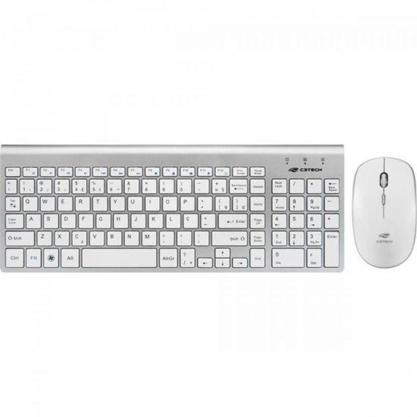 Kit Teclado + Mouse sem Fio K-W510SWH Branco/Prata C3TECH