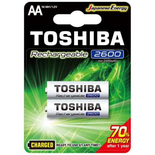 Pilha Recarregável AA 1,2v 2600mAh TNH6GAE (C/2 Pilhas) Toshiba