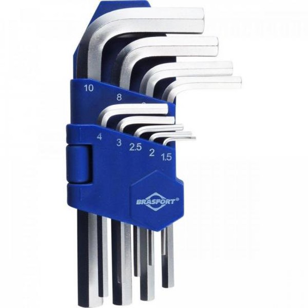 Kit de Chaves Hexagonais Com 9 Peças de 1.5 a 10mm Brasfort