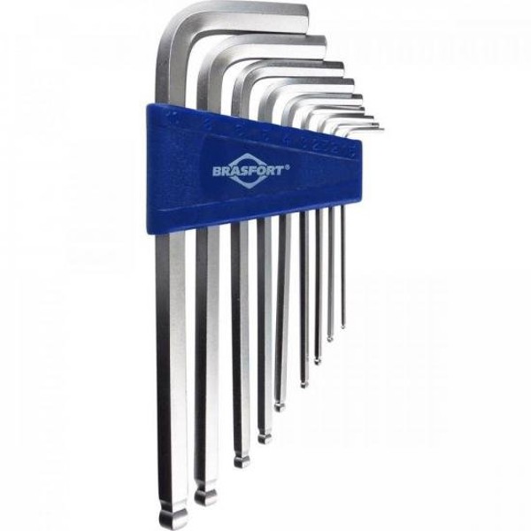 Kit de Chaves Hexagonais Abaula Longa Com 9 Peças de 1.5 a 6mm Brasfort