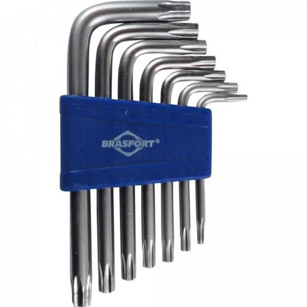 Kit de Chaves Hexalobular Com 7 Peças T10 a T40 Brasfort
