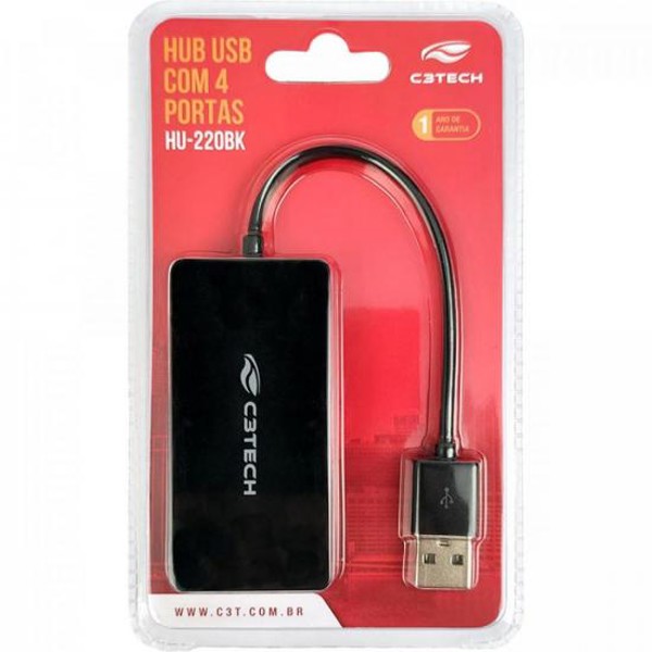 HUB USB C3Tech 2.0 Com 4 Portas HU-220 Preto