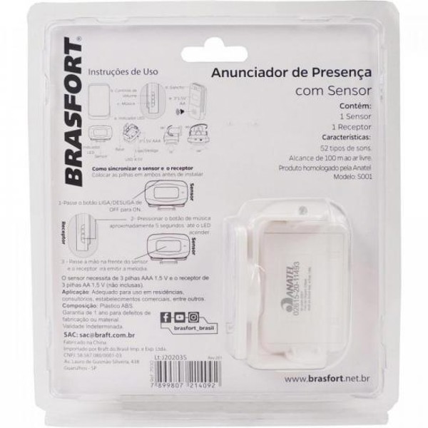 Anunciador de Presença Com Sensor Brasfort Branco