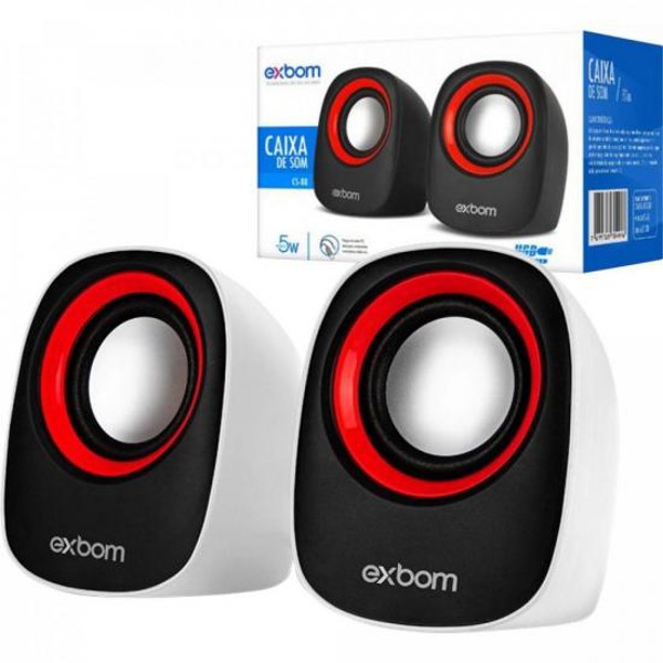 Caixa de Som Exbom CS-88 2.0 5w Preta/Vermelha